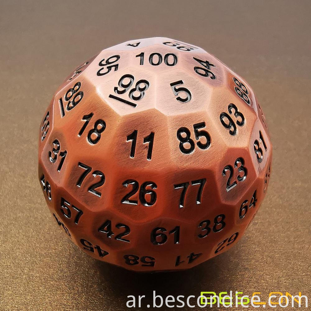 Jumbo Solid Metal D100 Dice 50mm 2